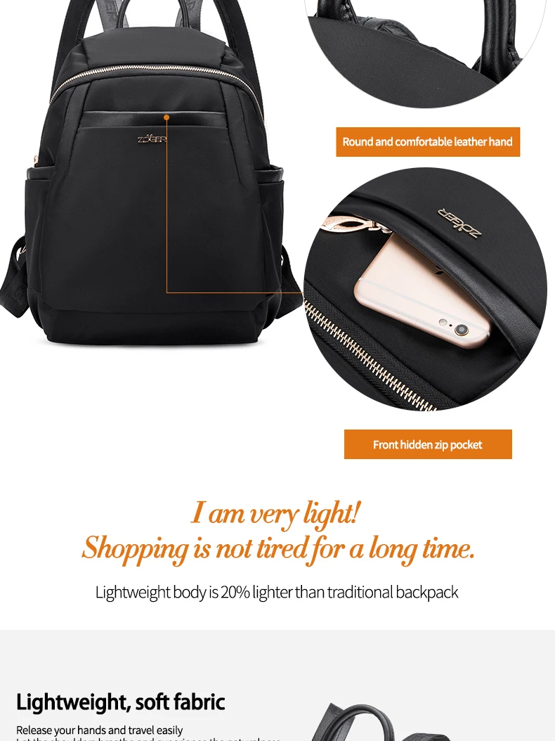 Zoger backpack ladies Oxford cloth backpack casual Korean version of the simple travel canvas small fresh college wind bag tide
