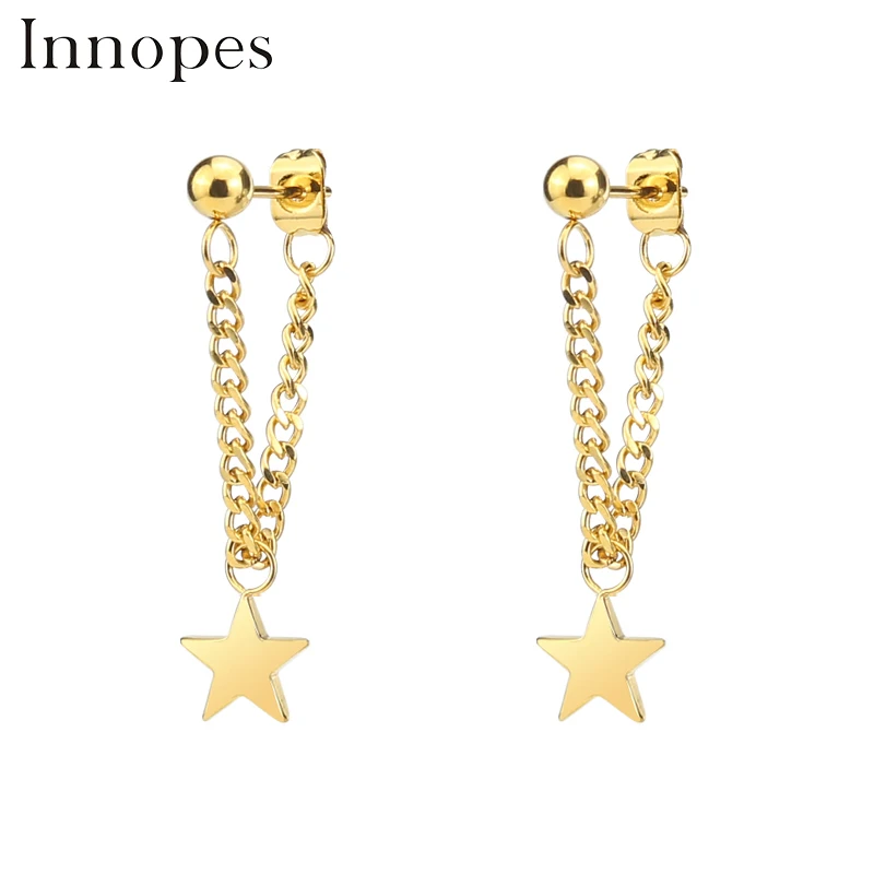 Модные висячие серьги в виде морской звезды цепочка оранжевые подвески