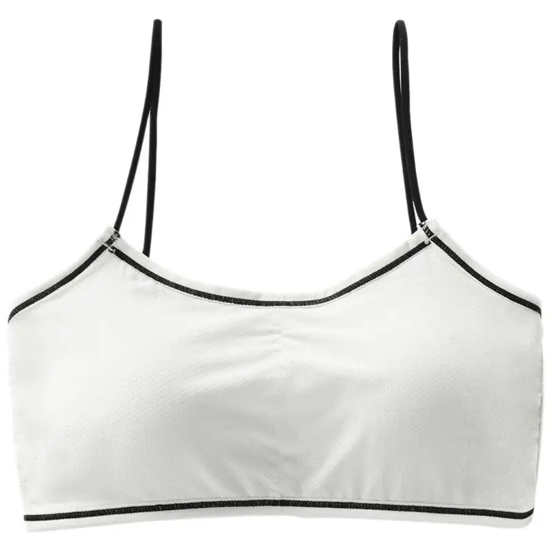 Student Girls Wirefree Sport Mesh Bra Spaghetti Straps Padded Underwear Bralette X3UE