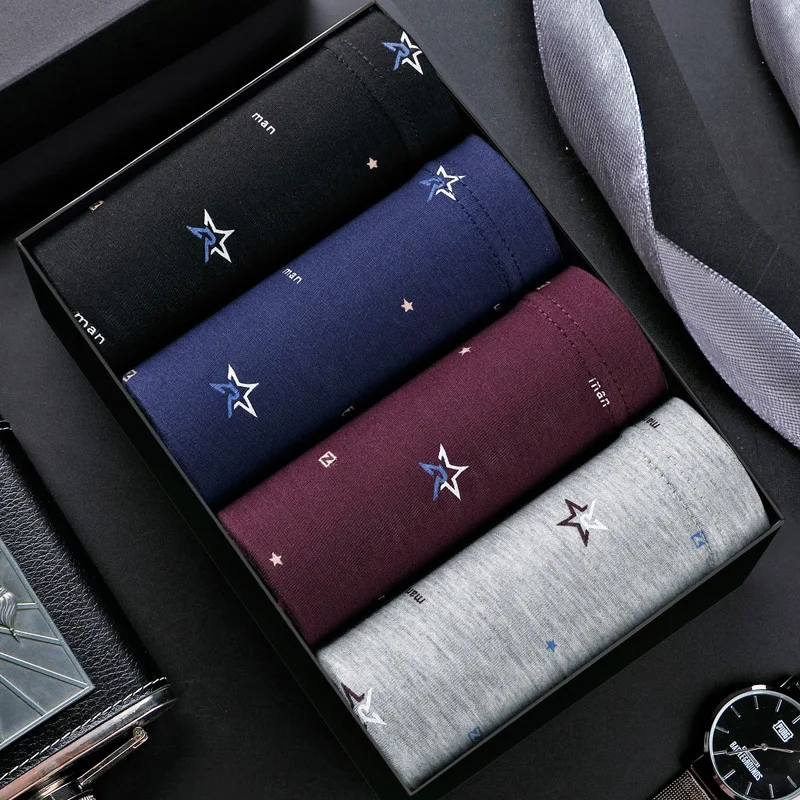 4pcs Boxer Shorts Underpants man Men's Panties Men Boxer Underwear Cotton for Mae Coupe Sexy Set Caecon arge Size ot Soft