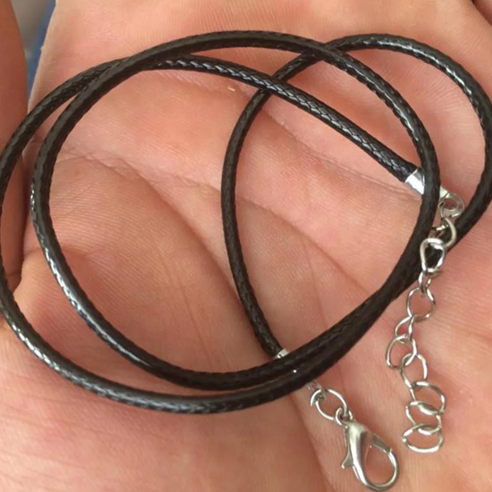 

1Pcs Real PU Leather Adjustable Braided Rope Necklaces Pendant Charms Findings Clasp String Cord Twisted Braided Rope 2mm