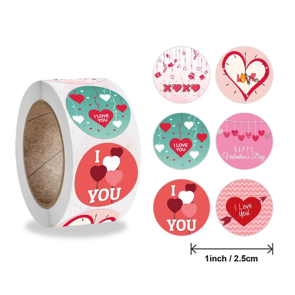 500pcs/roll 2.5cm I Love You Stickers Valentine's Day Love Wedding Party Gift Sealing Label Decoration Stationery Stickers