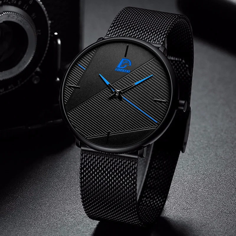 

New Men Leather Strap Watches Mens Elegant Stainless Steel Mesh Watch Male Casual Quartz Watch Relogio Masculin Men's Wristwatch