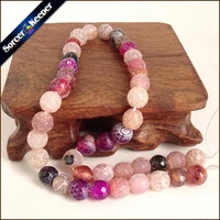 natural crackle agates crystal faceted 9 mm multi color loose bead strand 15 for jewelry making bracelet earrings necklace