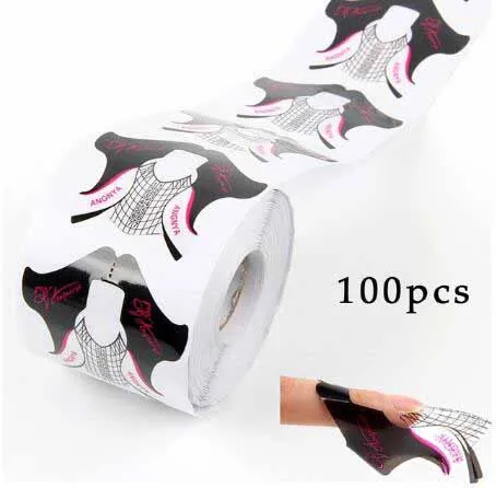 100pcs BQAN Профессиональный 500 шт/рулон ПВХ кончики для маникюра, руководство для наращивания ногтей, французский инструмент для самостоятельной сборки, акриловый УФ гель для ногтей, инструмент - Цвет: 100pcs