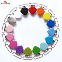lead free 80pcs 1 25mm 16 colors enamel heart shape metal baby pacifier clips holders suspender clips