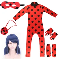 kids anime cosplay costume redgirl mask wig with gloves shoes cover spandex redbug suits stage performance bodysuit dress up