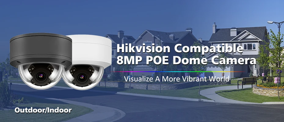 Совместимость Hikvision 8MP IP POE камера наружная/Внутренняя H.265 купольная CCTV сетевая камера широкий угол 2,8 мм 30 м ИК ONVIF