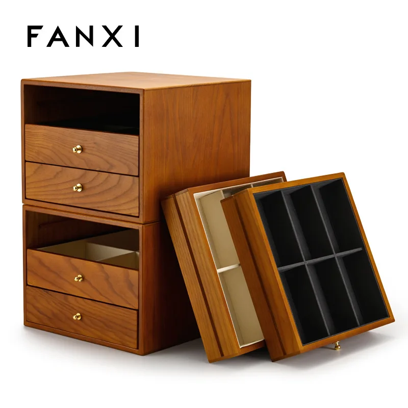 2021 Multilayer Jewelry Box Solid Wood Drawer Jewelry Storage Box Ring Earring Necklace Bracelet Box jewelry organizer