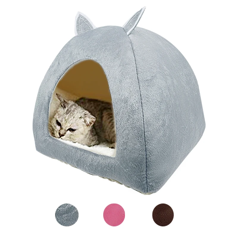 

Cat Tent Nest Winter Cat Bed Foldable Indoor Cats Puppy Mascotas Casa Cave Pet House With Plush Soft Cushion