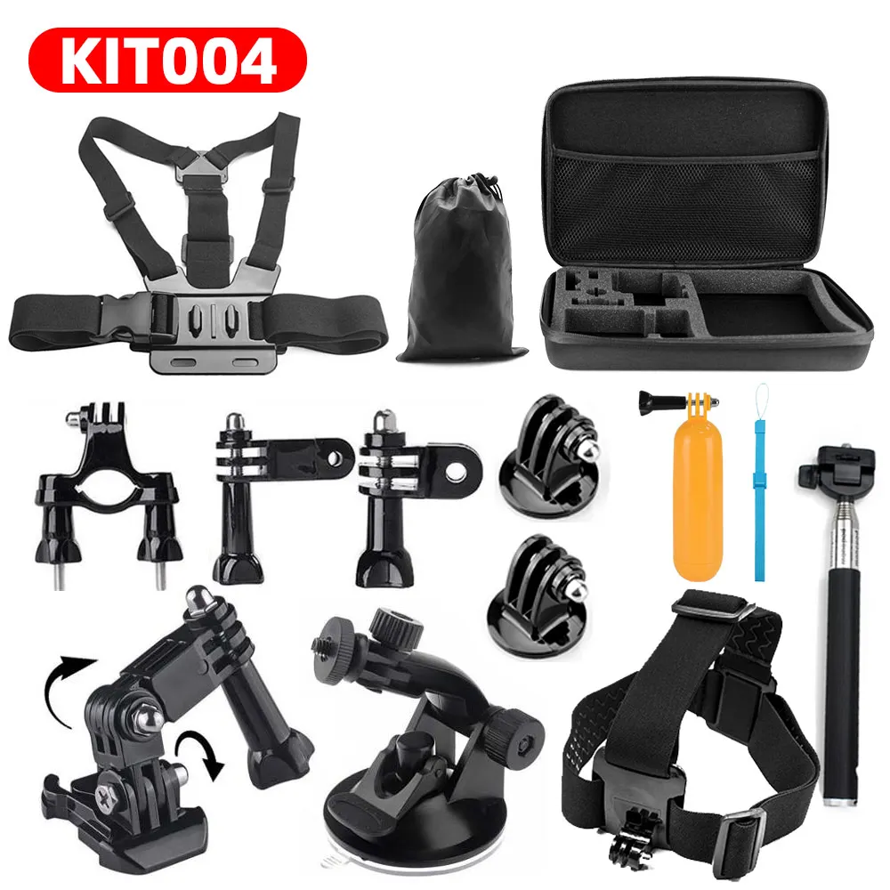 KIT004 Для GoPro hero 7 6 5 4 3+ экшн спортивные аксессуары для видеокамеры комплект селфи палка для SJCAM Xiaomi Yi 4k mijia Сумка Для Хранения Чехол - Цвет: KIT004