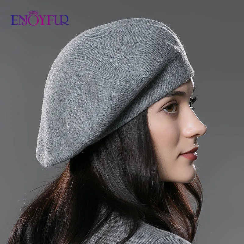 Женский вязаный берет ENJOYFUR хлопковый с подкладкой для зимы 2019|beret hat|ladies beret hatsladies