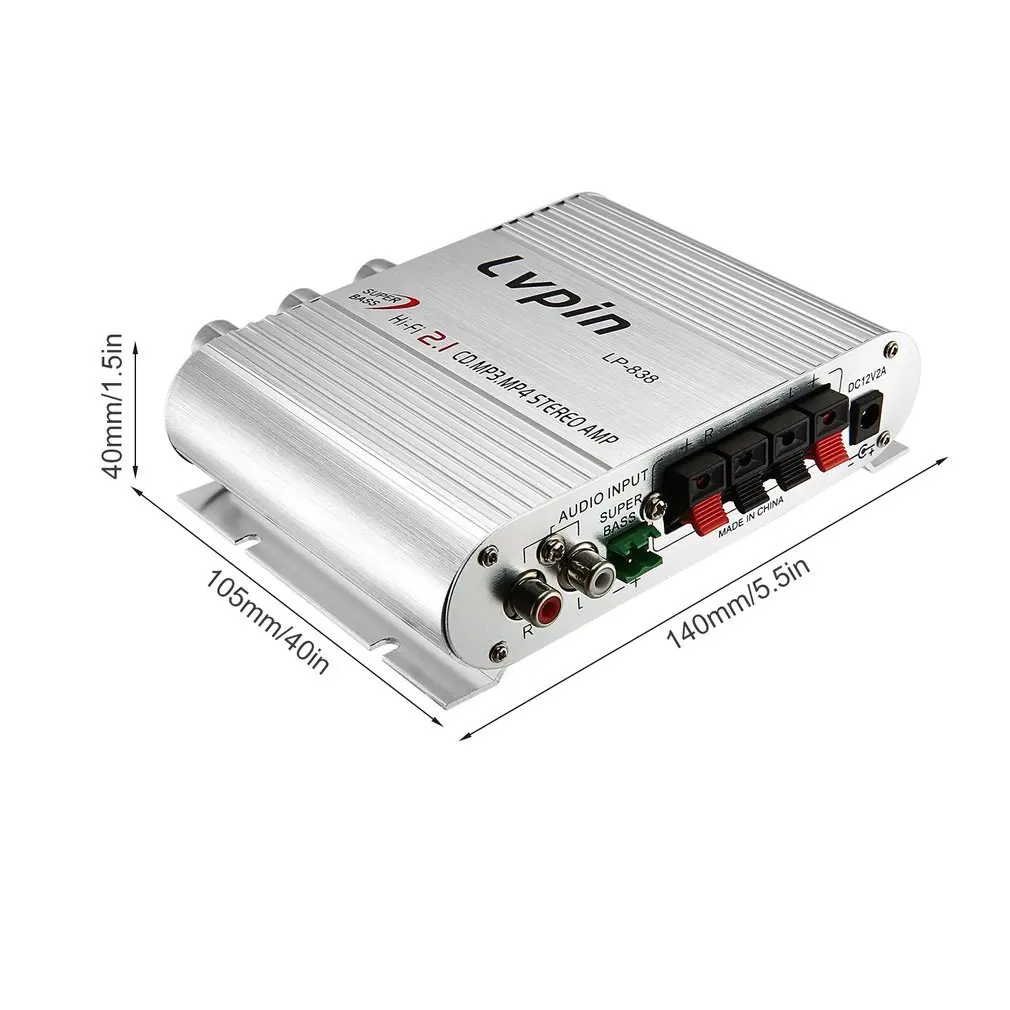 Мини HiFi серебряный 12 В 20 Вт CD MP3 радио авто мотор лодка Домашнее аудио стерео бас