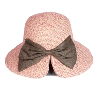 hot sale new fashion style summer lady bowknot straw hats elegant back split panama beach paper hat for women