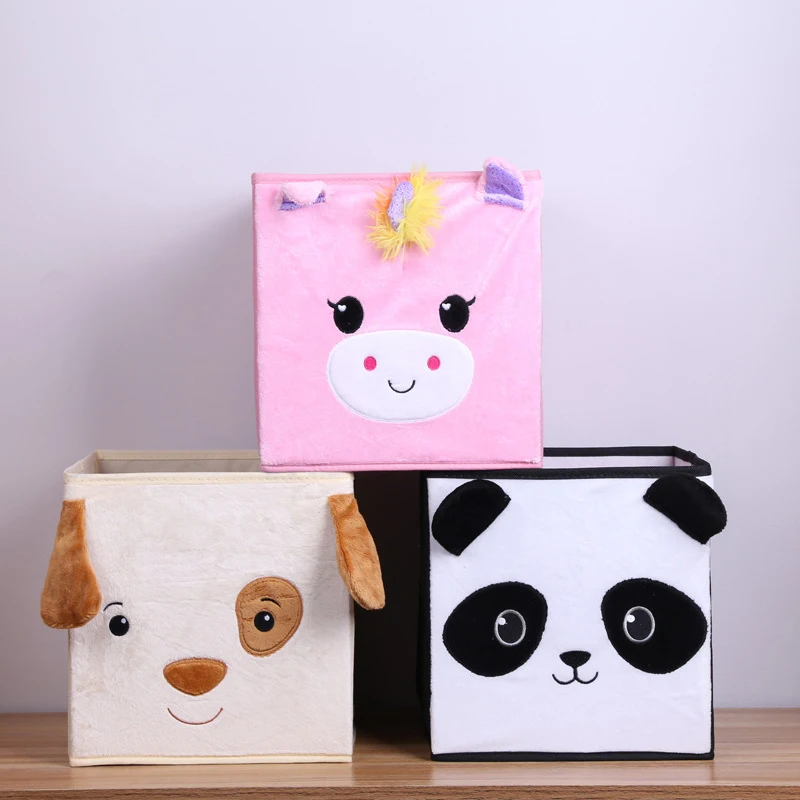 

Cartoon Desktop Storage Box Animal Embroidery Folding Storage Box Bedroom Wardrobe High Capacity Storage Bag Kid Toys Organizer