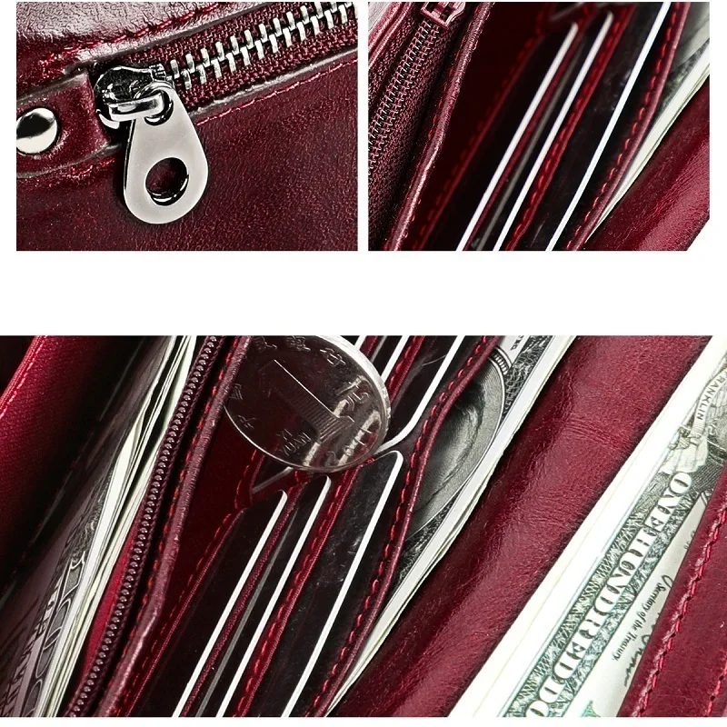 Long Clutch Wallets for Women Coin Purse Phone Pocket Genuine Leather Female Wallet Card Holder Money Bag Carteira