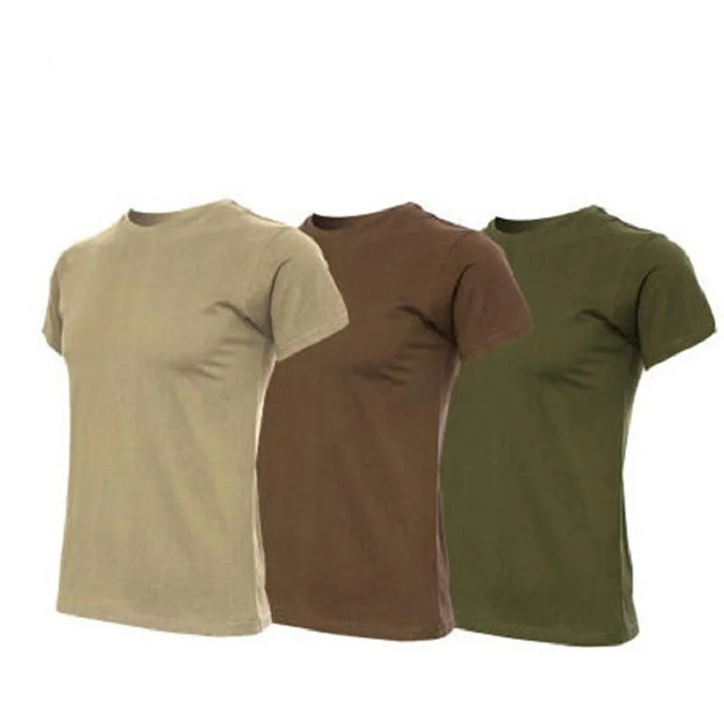 

Loveslf Solid O Neck Tactical Cotton Army Man t shirts Short Sleeve Clothes
