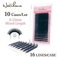 natuhana 10caseslot 16rows 815mm mix eyelashes synthetic mink eyelash extension natural fake false lashes soft makeup cilios