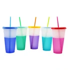 T84E Меняющие цвет чашки 5 штук с крышками и соломинкой летние кофейные стаканы для вечерние чашки для взрослых из пластика без БФА