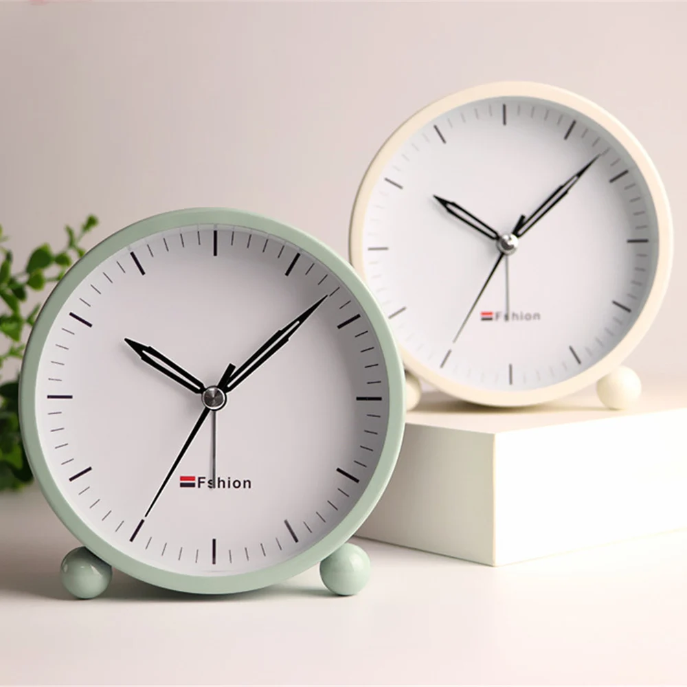 Круглый металлический корпус будильник простой ночсветильник бесшумные