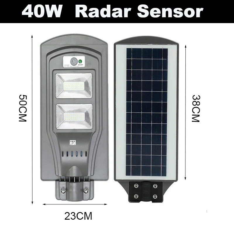 40W Radar Sensor BEYLSION 20 Вт 40 Вт 60 Вт Светодиодный уличный фонарь на солнечной батарее, лампа на солнечной батарее, уличный светильник, солнечный садовый светильник, уличный светодиодный светильник на солнечной батарее, PIR датчик - Испускаемый цвет: 40W Radar Sensor