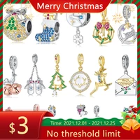 2021 new 925 sterling silver charms christmas tree sock elk santa claus beads fit jiuhao bracelet diy jewelry christmas gifts