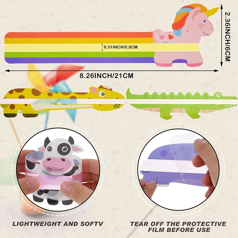 14 шт. полоски для чтения с наведением цветные накладки животных руководство