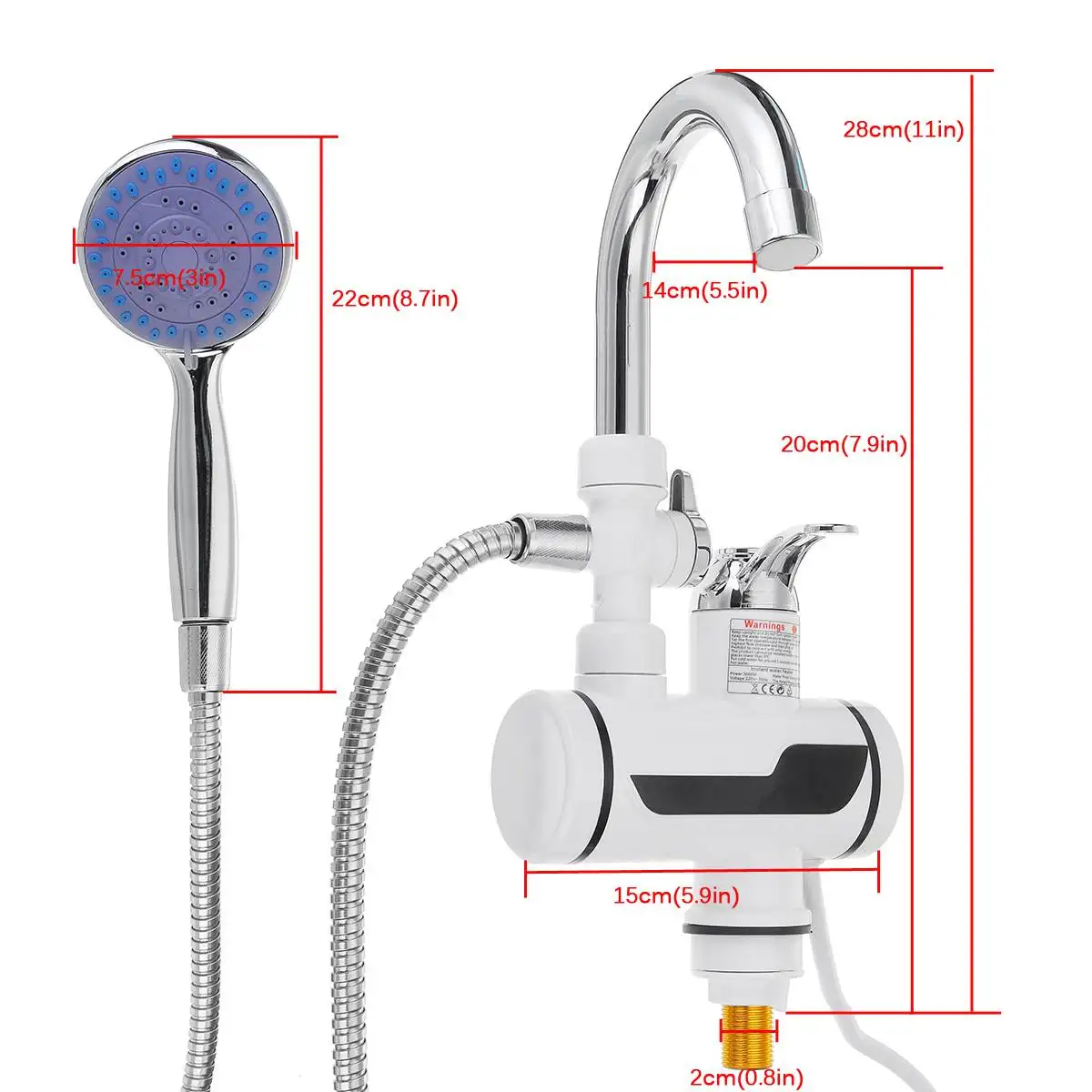 

3000W Tankless Instant Electric Water Heater Temperature Display Water Heating Kitchen 360 Hot Cold Water Faucet Heater