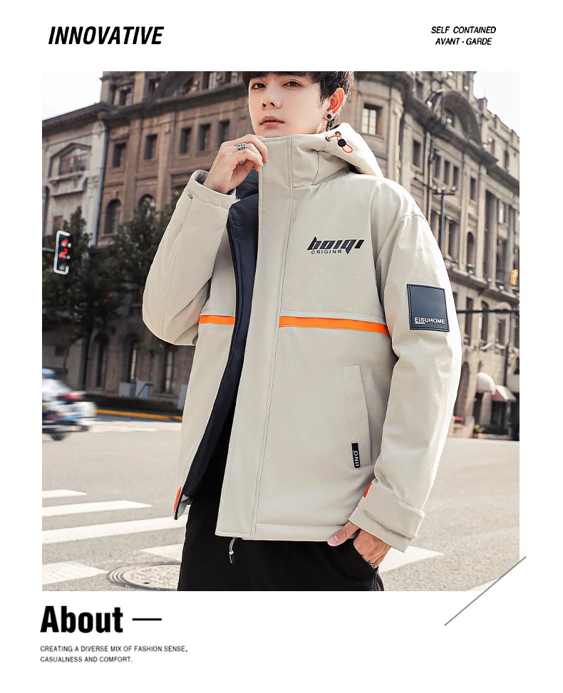 Cotton Padded Parkas Men Solid Streetwear Hip Hop Casual Thick Warm College Jackets Coats Male Winter 2021 Drop Ship