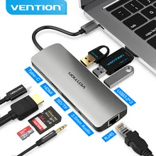 Vention Thunderbolt 3 Dock Adapter Hub USB C to HDMI RJ45 USB 3.0 Audio Video Splitter for MacBook Samsung Huawei USB C Adapter
