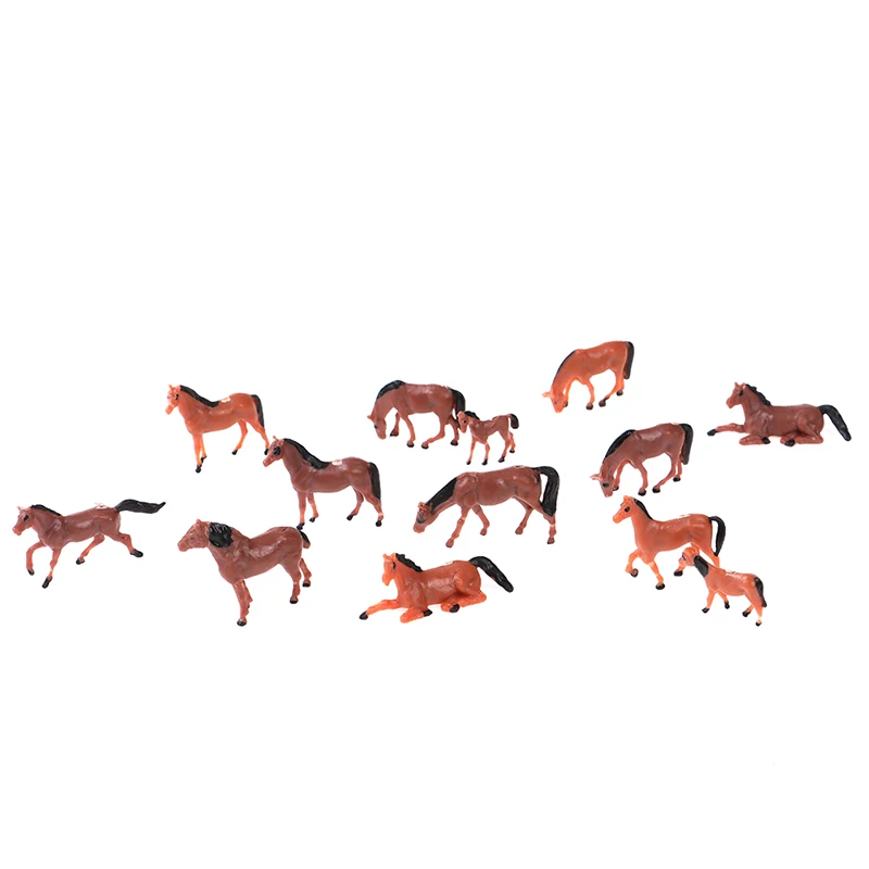 

10 Pieces 1/87 HO Scale Painted Farm Animals Model Horse Train Layout Farm