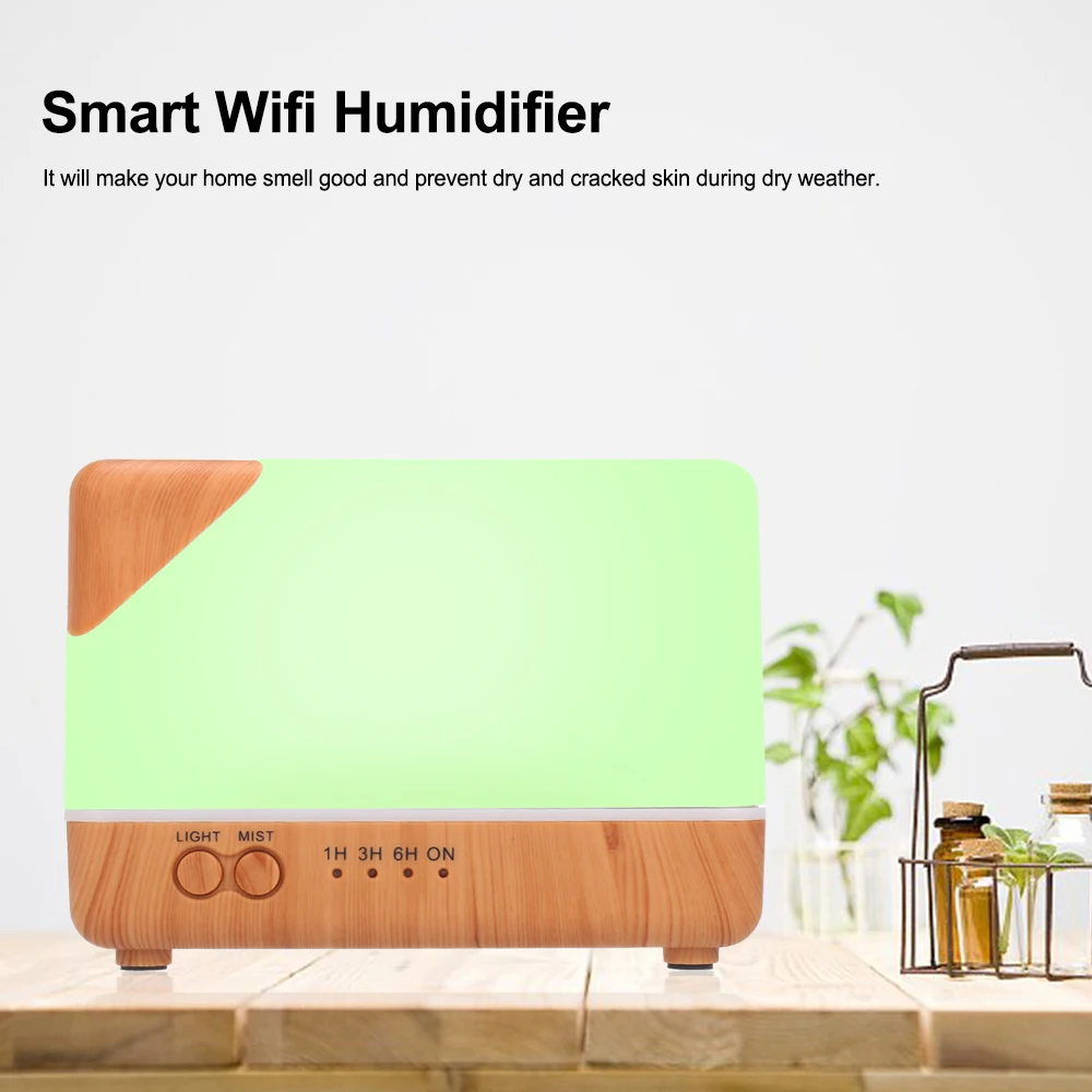 Tuya Smart Wifi Беспроводной светодиодный Ночной светильник 700ml увлажнитель с эфирными
