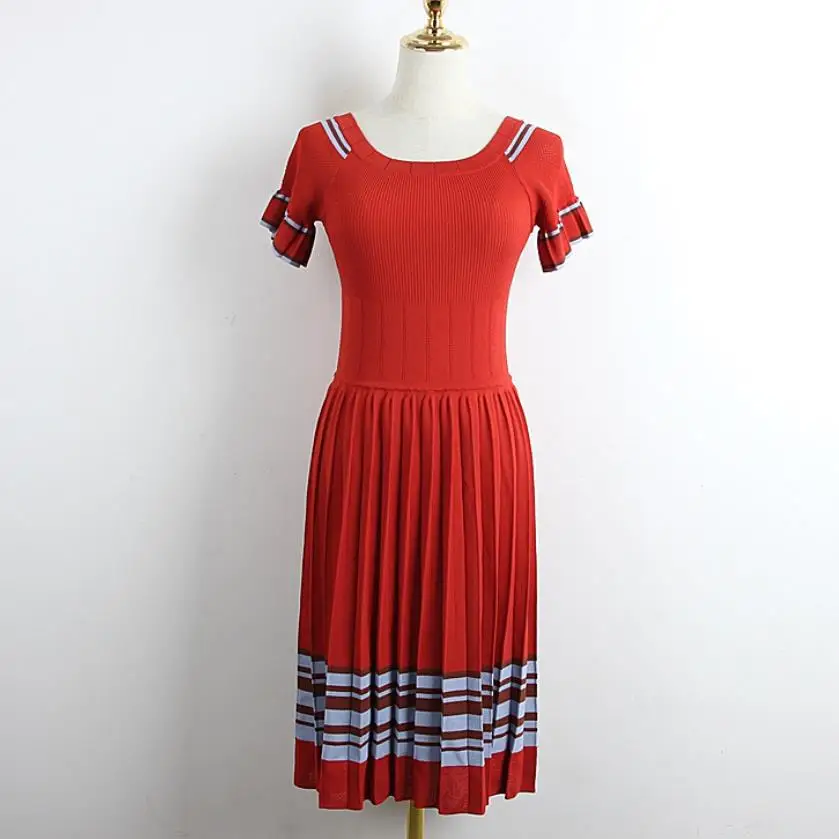 Осеннее трикотажное платье из вискозы женское облегающее Плиссированное Платье