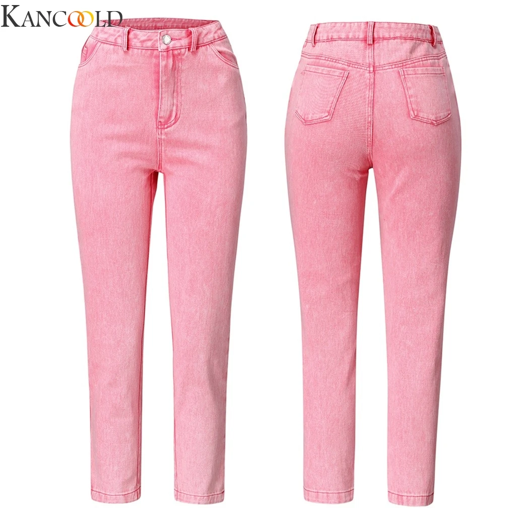 Джинсы женские розовые с высокой талией|Узкие джинсы| |
