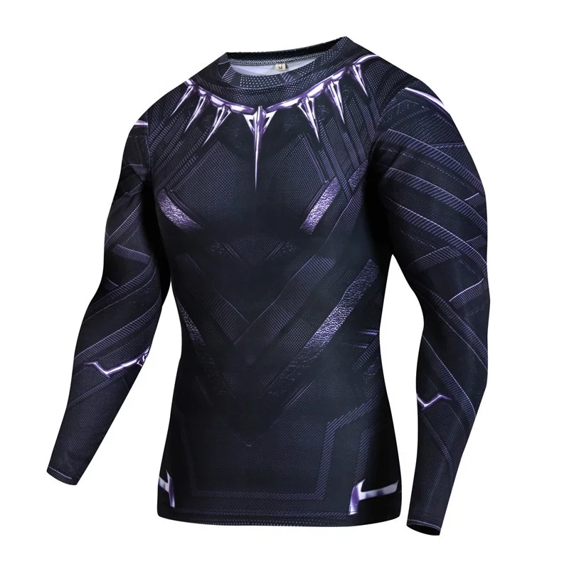 Горячая продажа Черная пантера печатная компрессионная Футболка мужская