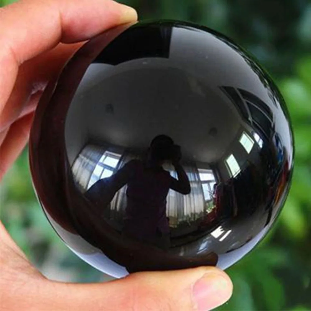 

20-60mm Asian Natural Black Obsidian Sphere Quartz Crystal Magic Ball Healing Reiki Rock Stone Collectibles Without Base