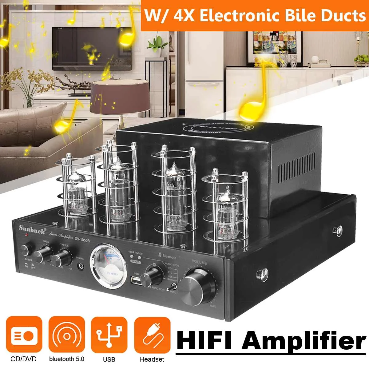 

Вакуумный трубчатый Hi-Fi усилитель SUNBUCK 6F1 6P1 с поддержкой Bluetooth, USB, 2,0 каналов, 2000 Вт, стерео аудио усилитель высокой мощности для дома