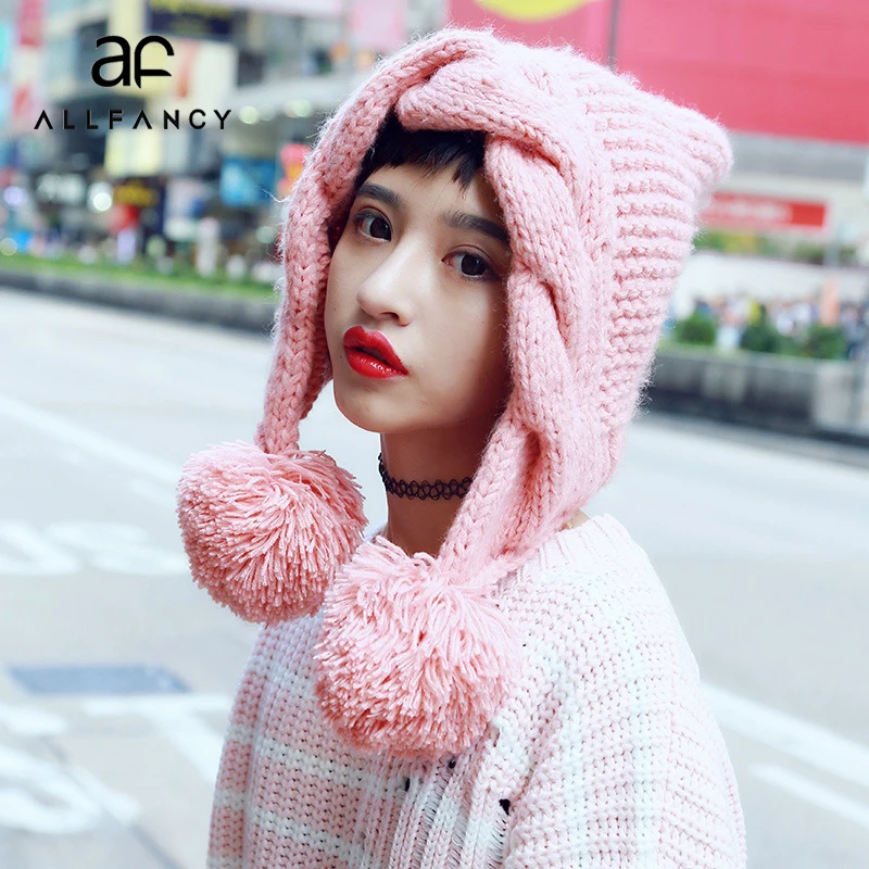 ALLFANCY/Милая шерстяная шапка в Корейском стиле с розовым сердцем для девочек