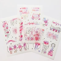 3 sheets shiny pink princess things paper stickers hand account decor notebook decorative sticker