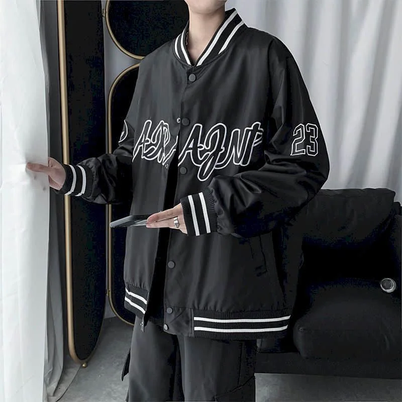

Plus velvet thick jacket men and women Harajuku wind student loose trend ins baseball uniform jacket cotton