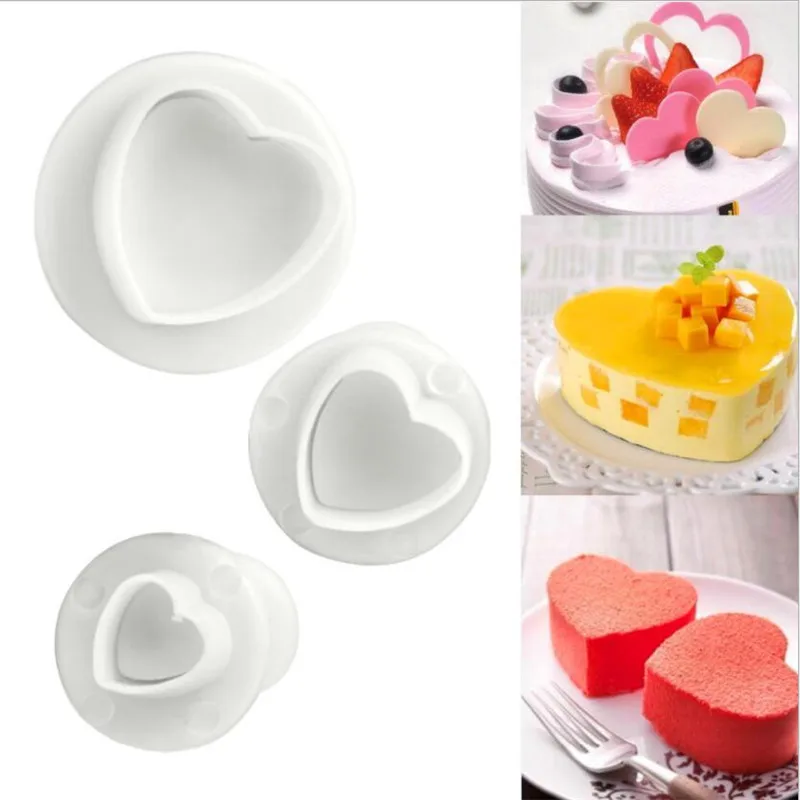 

3PCS Heart Star Round Square Flower Shape Fondant Cake Decorating Gum Paste Pastry Sugar Craft Cutter Mold Cookie Biscuit Stamps