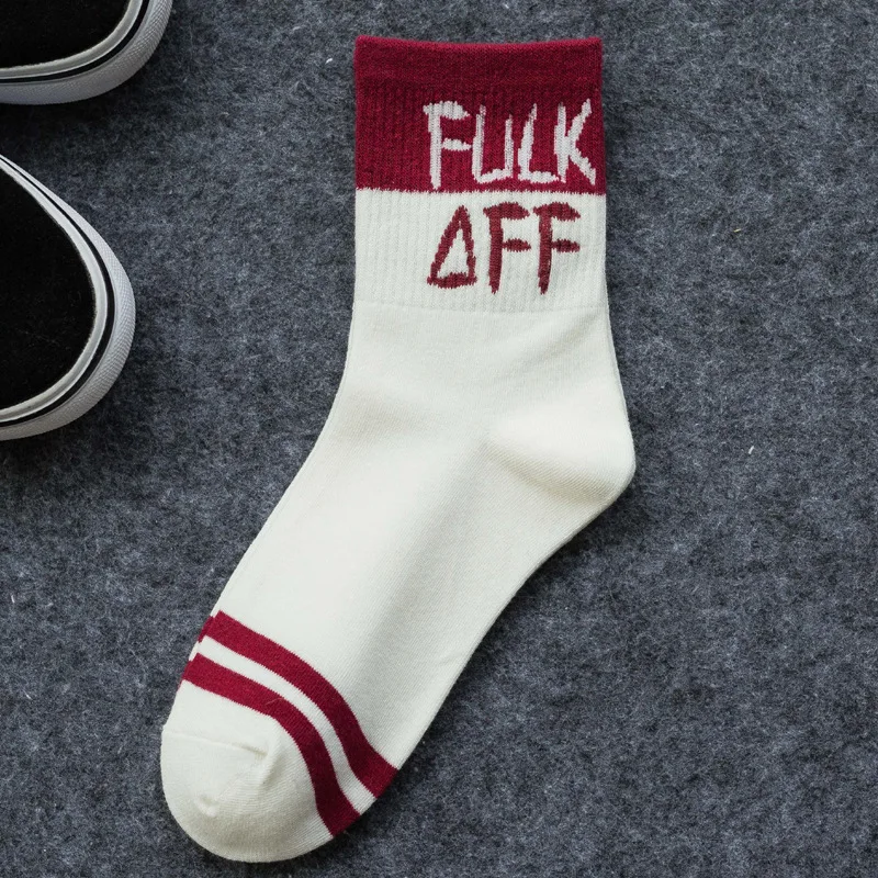 Autumn Winter Unisex Cool Funny Women Cotton Sexy Socks English Letter Street Fashion Men's Cotton Sox Women's Ins Socks Hot Pop