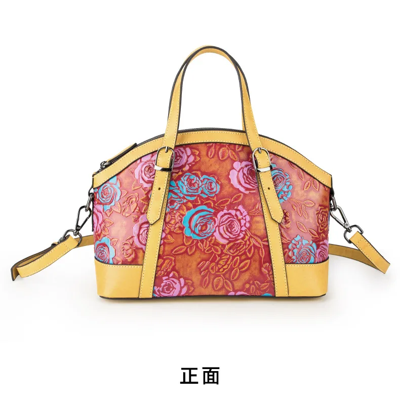 

XIYUAN New Brand Designer Women Genuine Leather big Handbags Ladies Retro handbag Shoulder Messenger Bag Embossed Floral Bolsas
