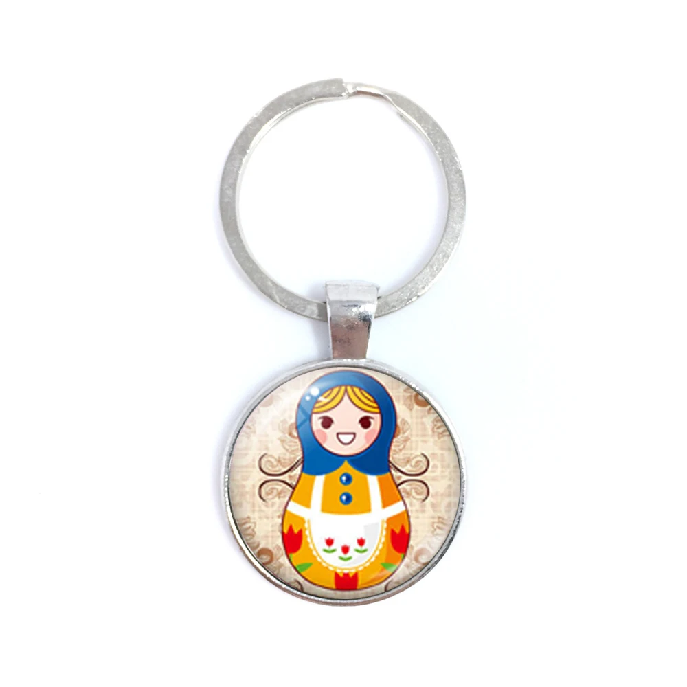 

Bronze key chain Russian Doll metal key ring jewelry key chain car wallet DIY accessories gift