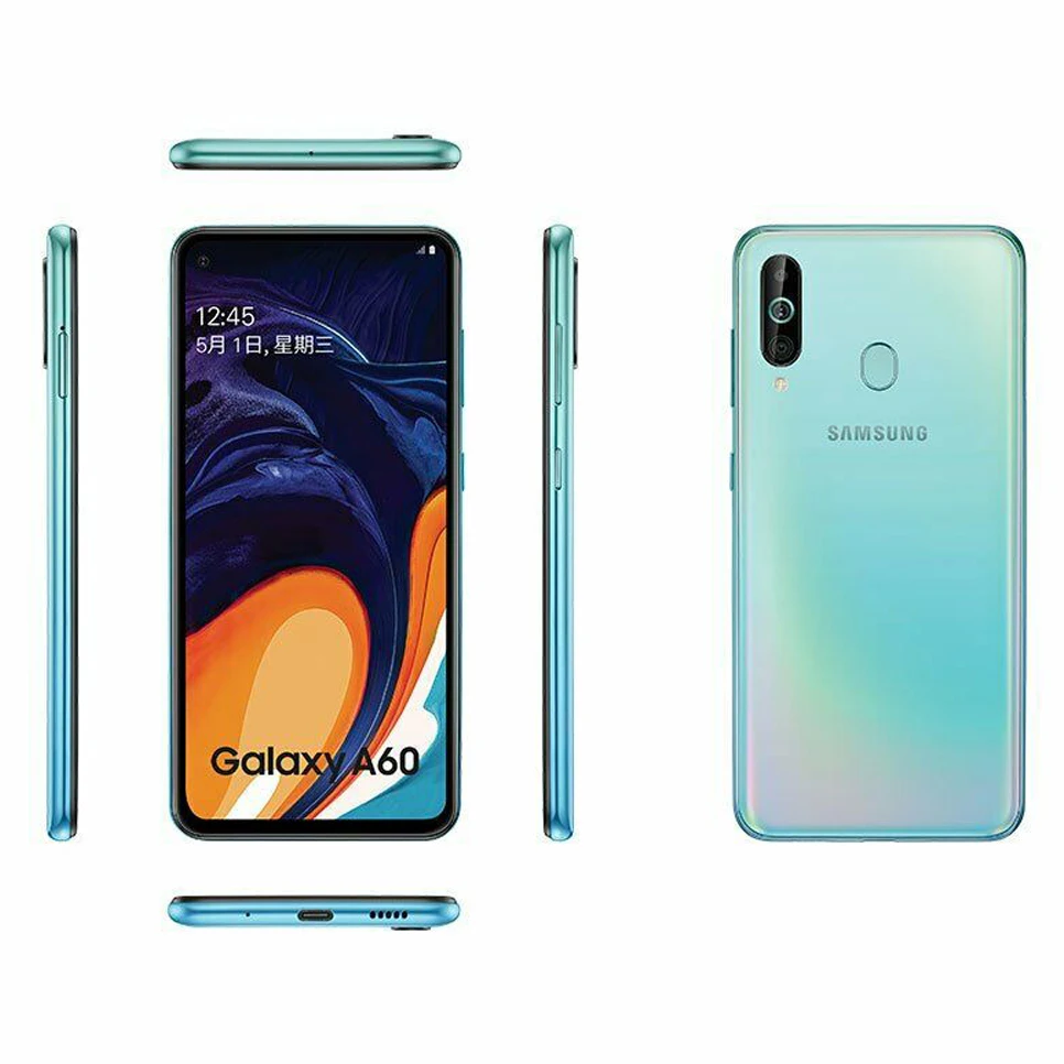 Мобильный телефон samsung Galaxy A60 A6060 Android, две sim-карты, четыре ядра, Snapdragon675, 6,3 дюймов, 6 ГБ ram, 64 ГБ rom, 3 тыловые камеры NFC