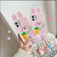 cute pink rabbit kid girl gift phone case for iphone 12 11 pro max mini x xr xsmax 7 8 plus se2 soft silicone cover with pendant