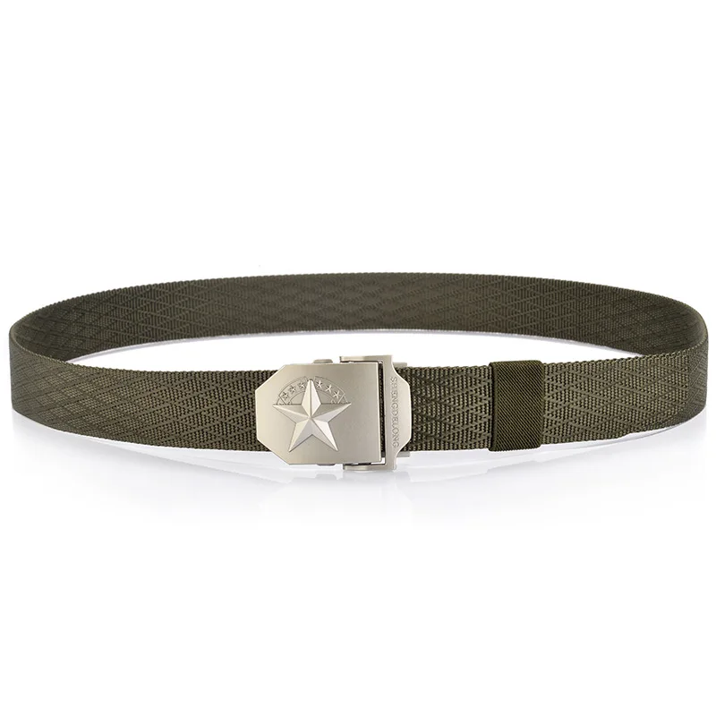 Мужской тканевый ремень с металлической пряжкой и звездами нейлоновый