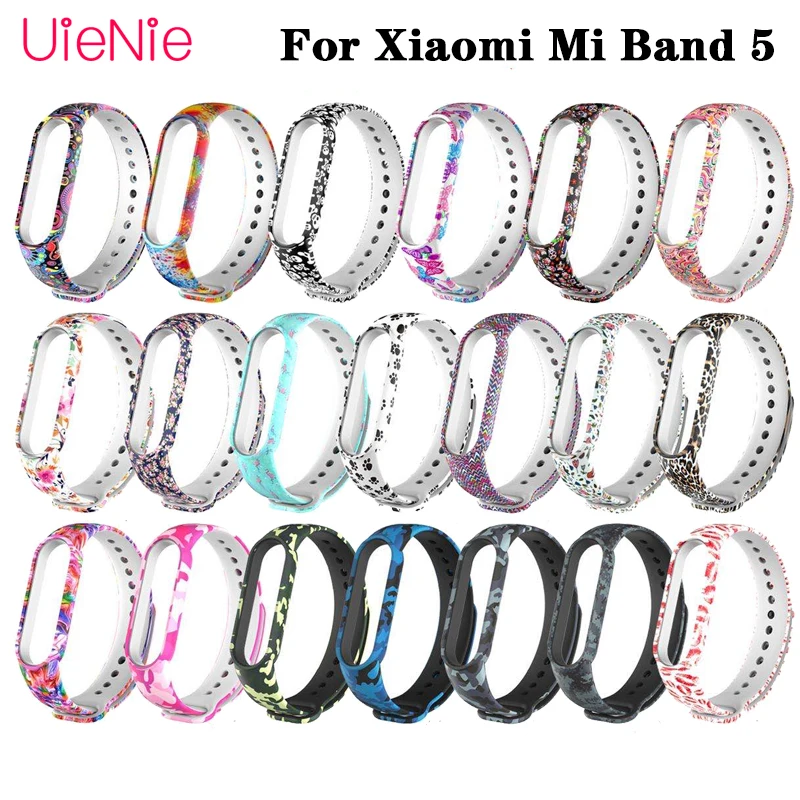 

Ремешок силиконовый для Xiaomi Mi Band 5, сменный Браслет с цветными цветами для Xiaomi Band 5