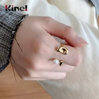 kinel irregular open pearl ring for women authentic 100 925 sterling silver rings fashion korea fine jewelry