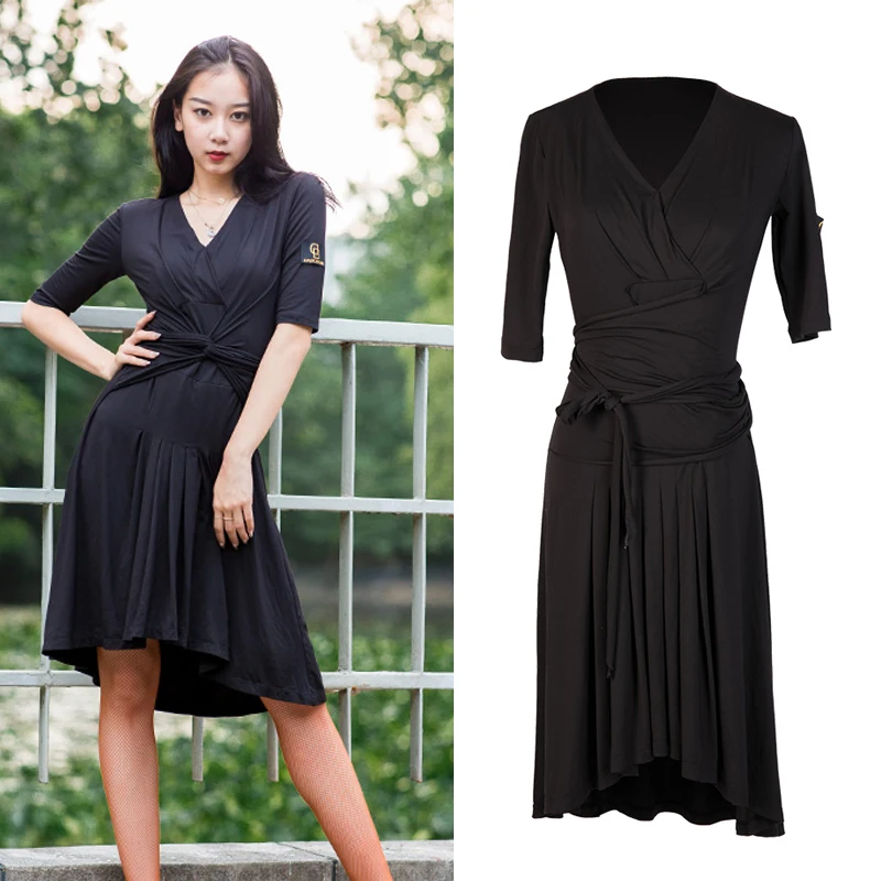 Новинка платье для латинских танцев женское черное одежда вечерние платья клуба